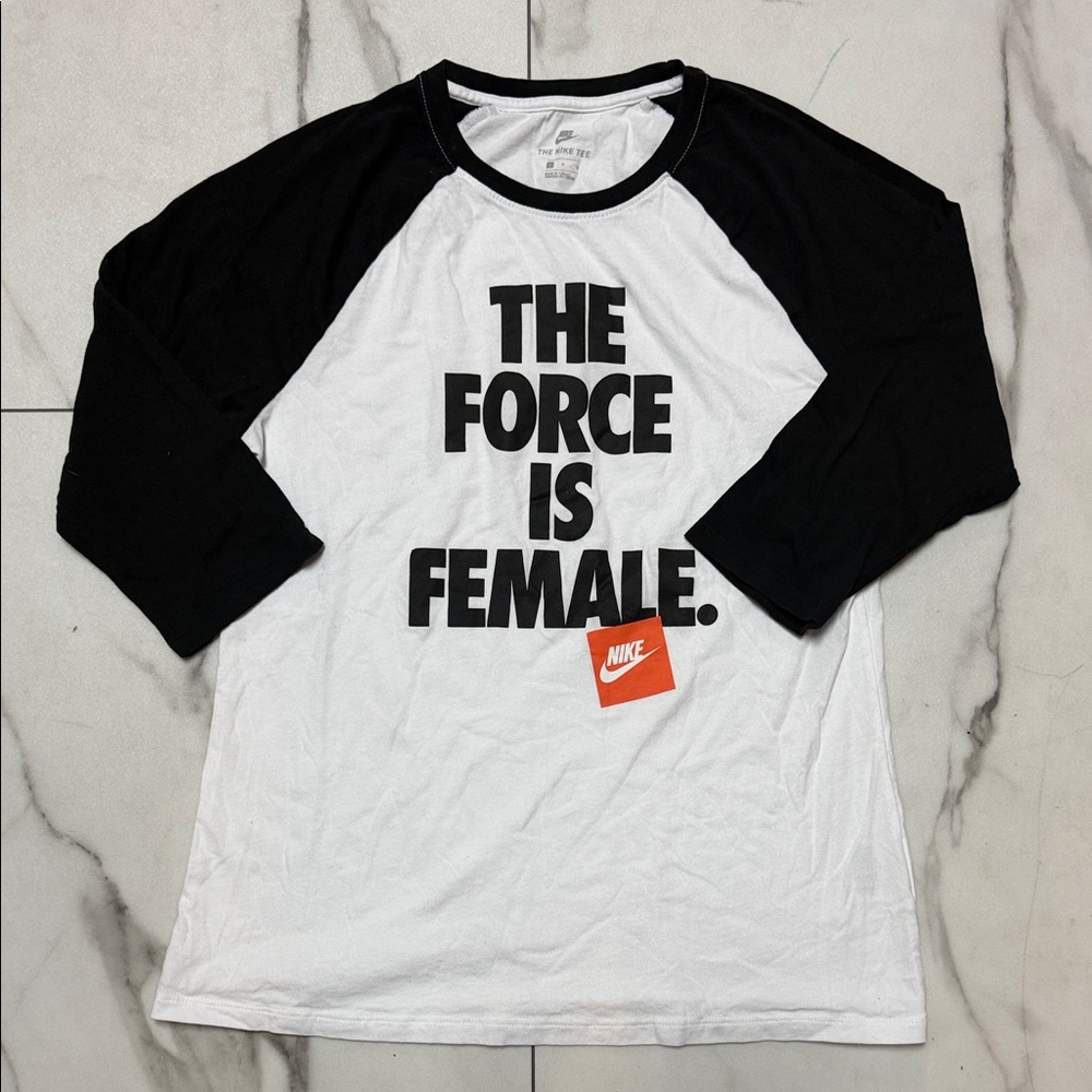 Nike Women's Black and White Raglan Top Size Large